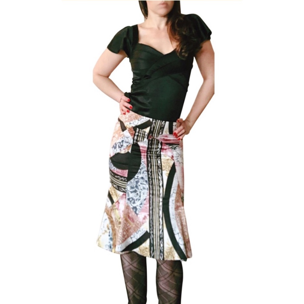 Just Cavalli Abstract Print Trumpet Hem Skirt 6 - Picture 2 of 9